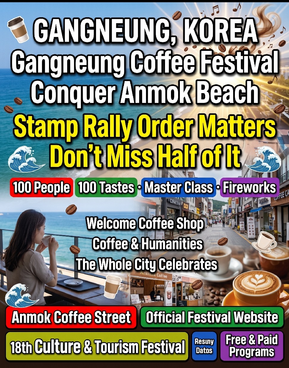 Gangneung Coffee Festival 2026 on Anmok Beach Coffee Street in Gangneung with seaside cafés and festival atmosphere